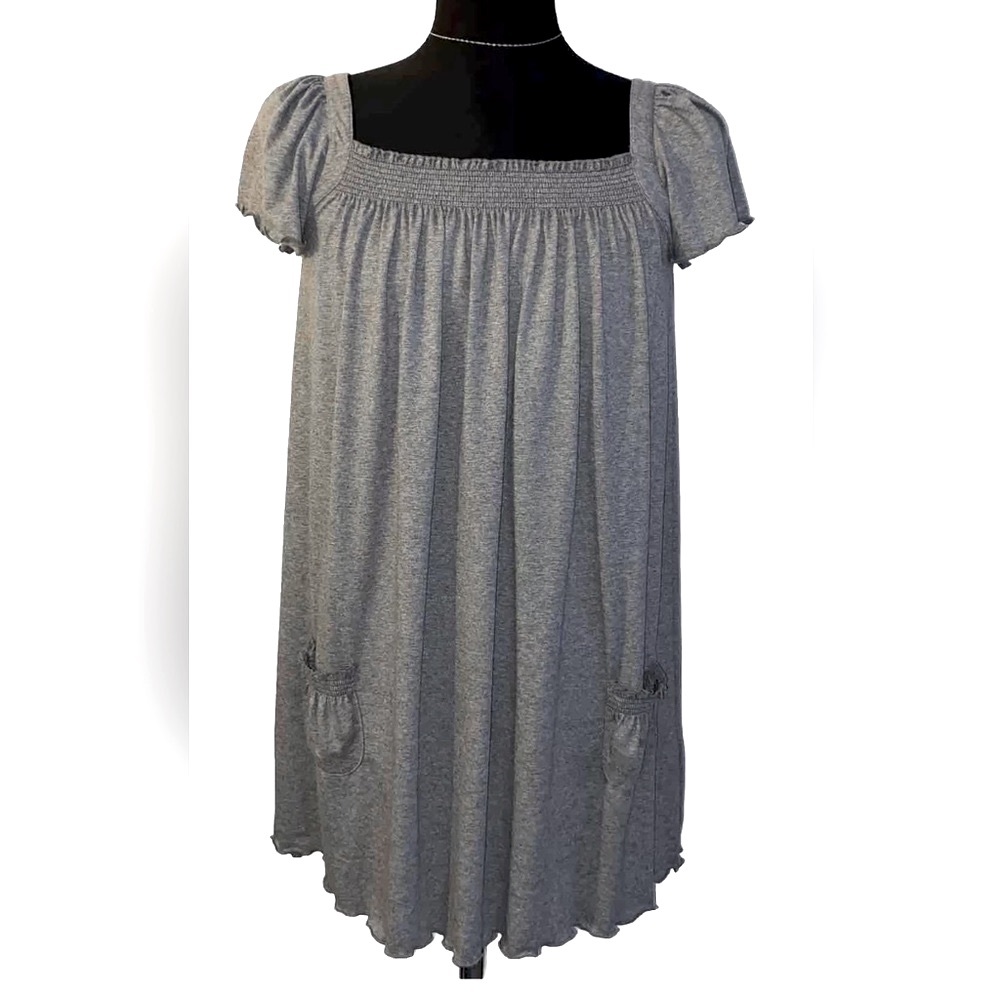 Juicy Couture Y2K Gray Babydoll Dress Rayon With Pockets Size Medium